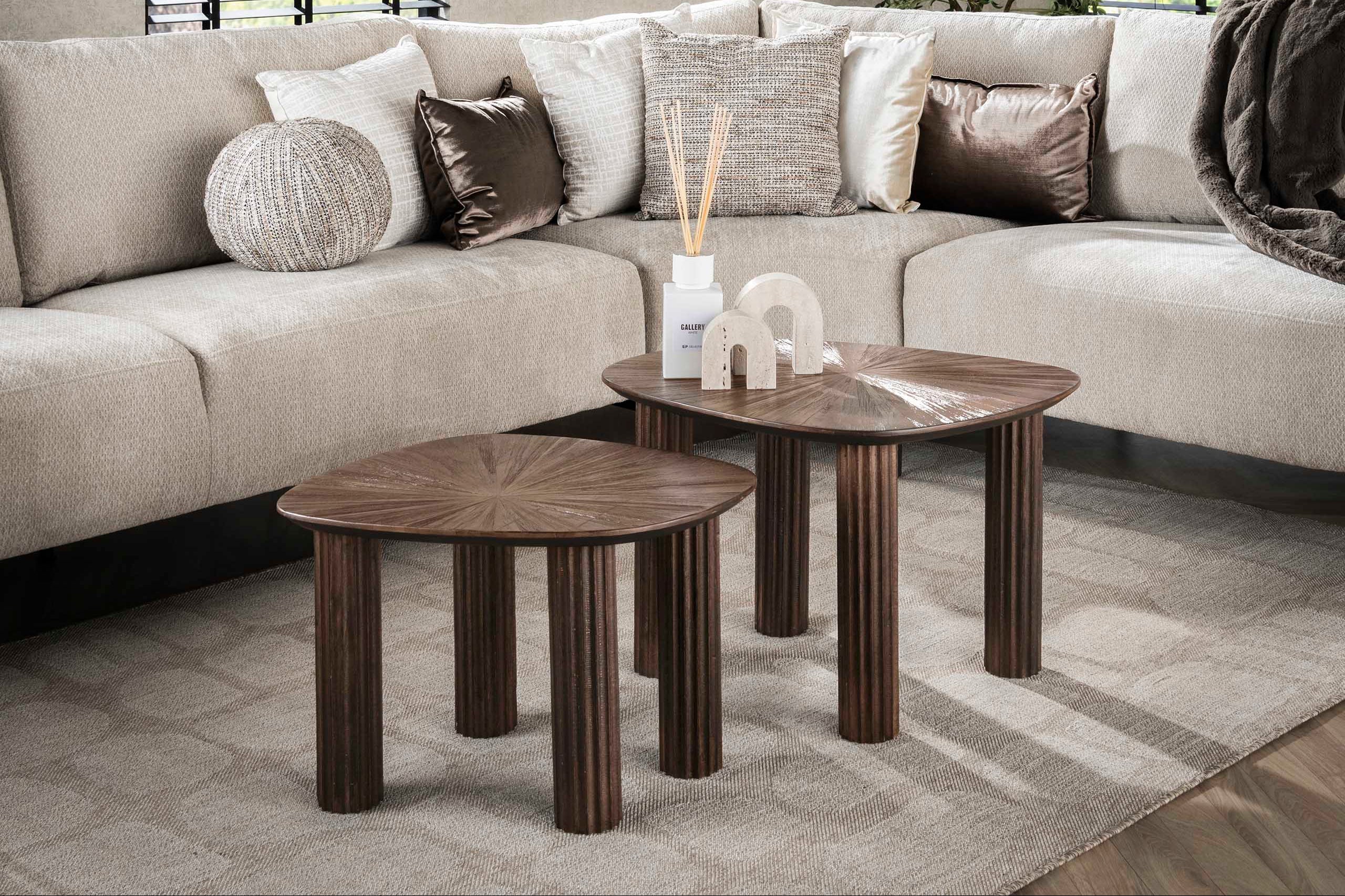 Coffee Table Kivara - Set of 2 made of high-quality teak wood in square design