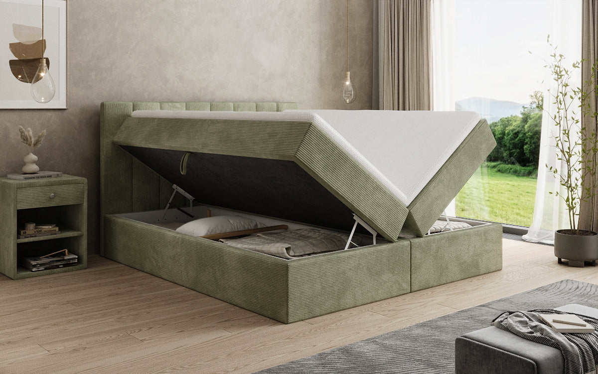 Sofia box spring bed in Corduroy with storage