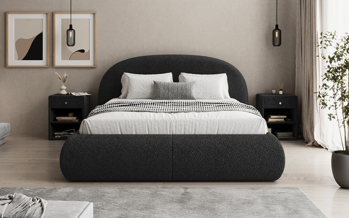 Lit rembourré design Loop en Peluche Bouclé avec espace de rangement