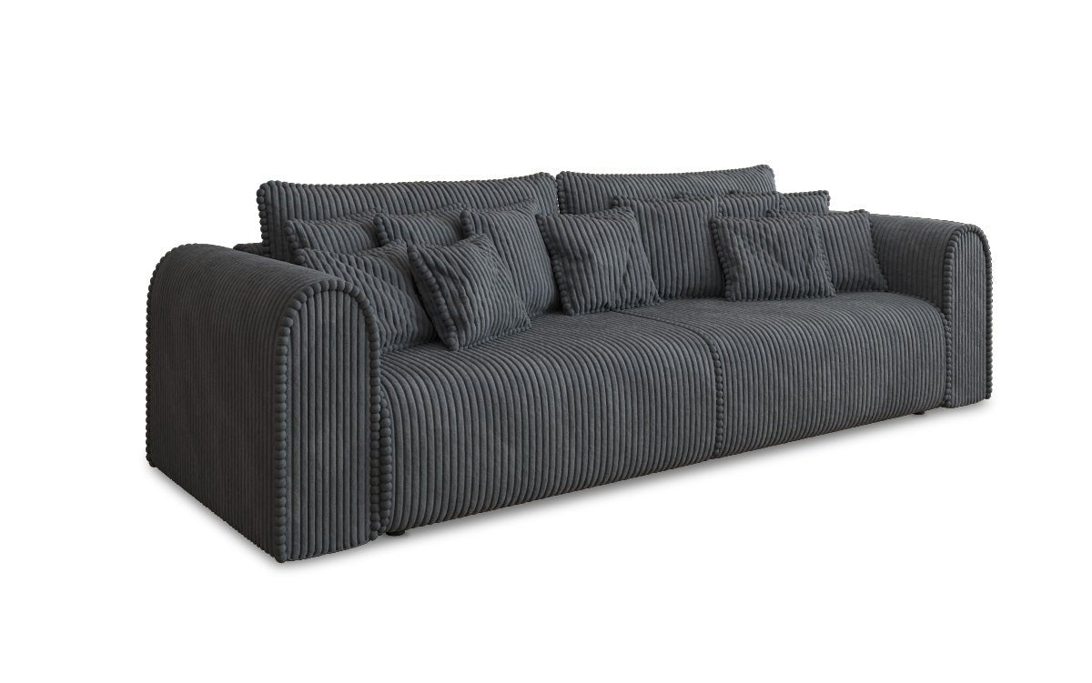 Canapé design Big Buddy 3 places avec fonction lit et rangement en velours côtelé large