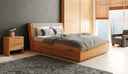 Designer Holzbett Cassian aus massiver Eech mat Stauraum