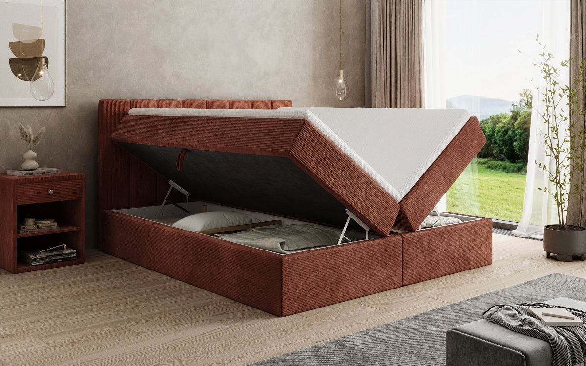 Sofia box spring bed in Corduroy with storage