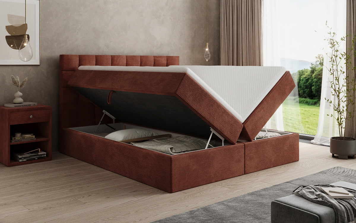 Boxspringbett Como an Cord mat Stauraum