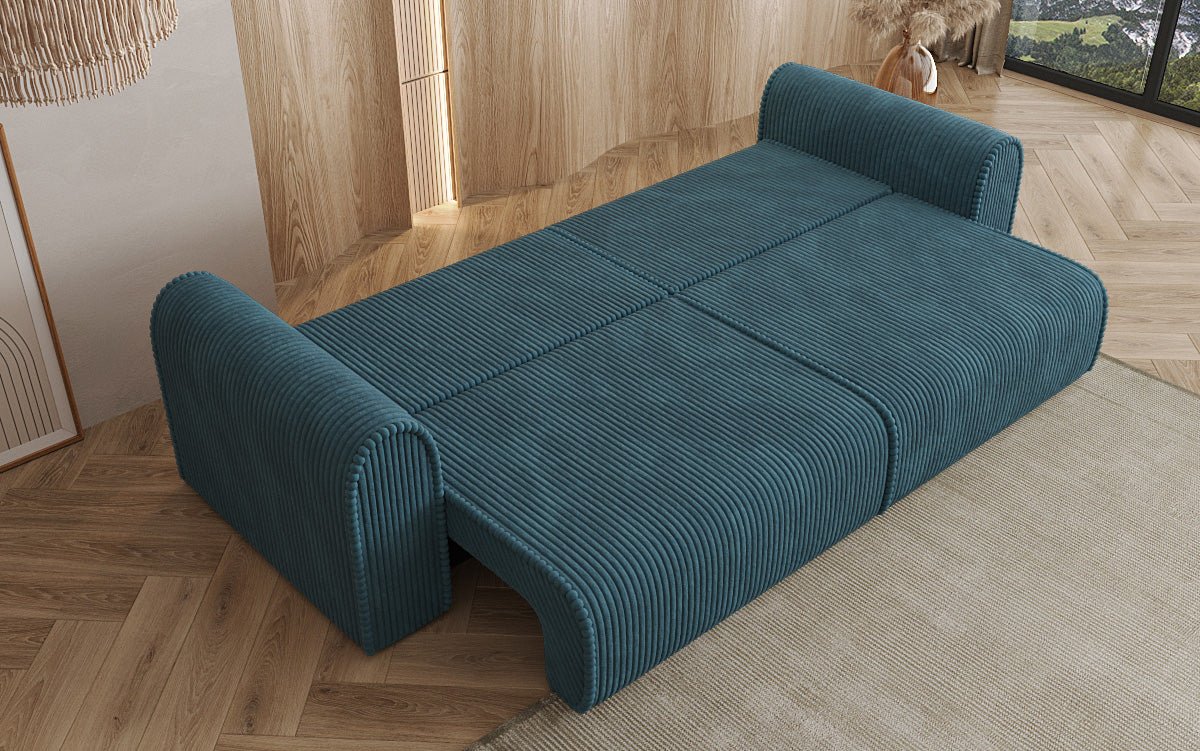 Canapé design Big Buddy 3 places avec fonction lit et rangement en velours côtelé large