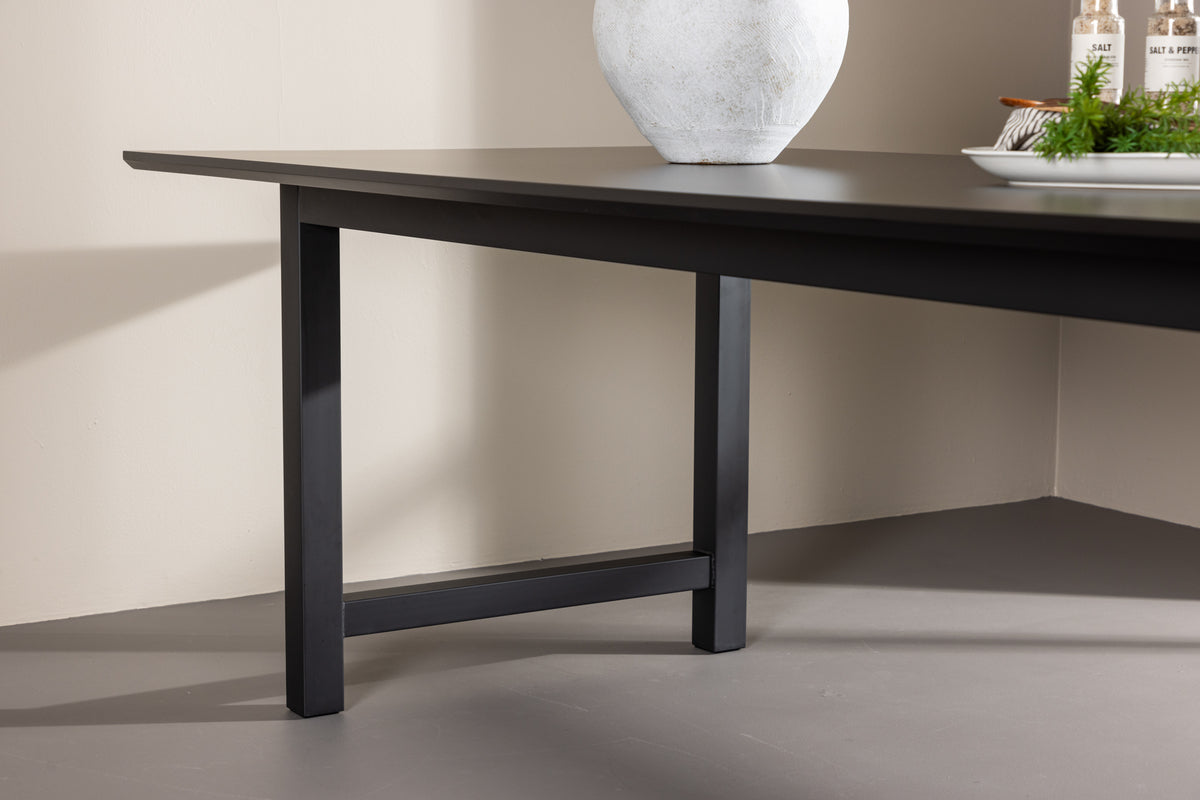 Dining table Marlow - with natural wood look and steel legs in Black