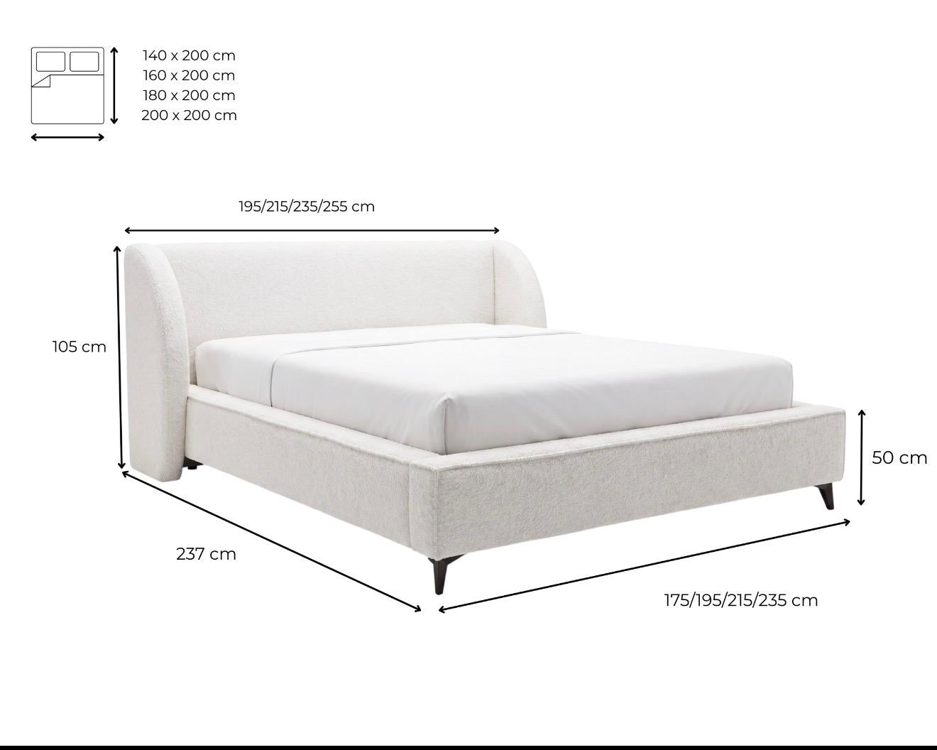 Designer-Polsterbett Freya aus Samett mat Stauraum
