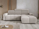 Designer-Ecksofa Arosa mat elektrescher Schloffunktioun am Bouclé