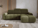 Designer-Ecksofa Arosa mat elektrescher Schloffunktioun am Bouclé