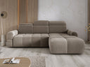 Designer-Ecksofa Arosa mat elektrescher Schloffunktioun am Bouclé