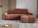 Designer-Ecksofa Arosa mat elektrescher Schloffunktioun am Bouclé