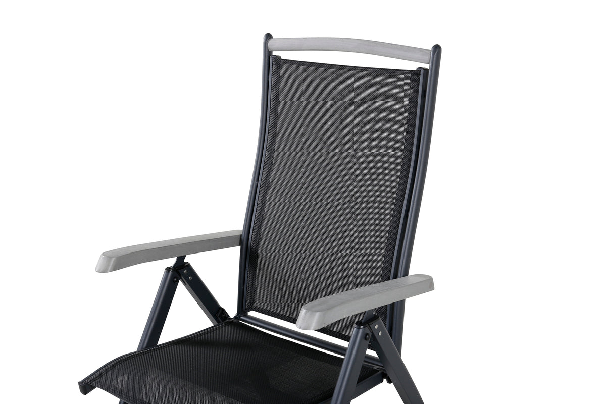 2er Set Gartenstuhl Aurelio - in Schwarz in 5 Positionen einstellbar