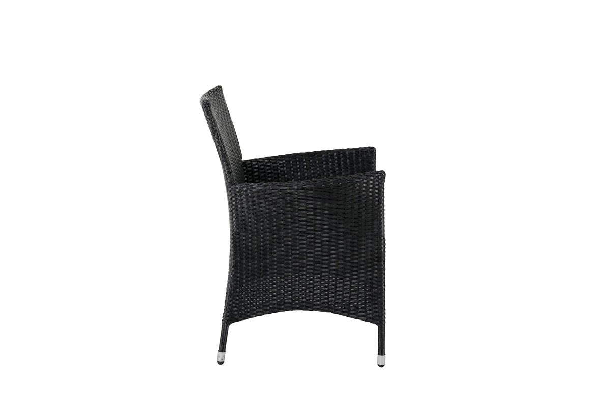 2er Set - Gartenstuhl Caro aus Rattan in Schwarz