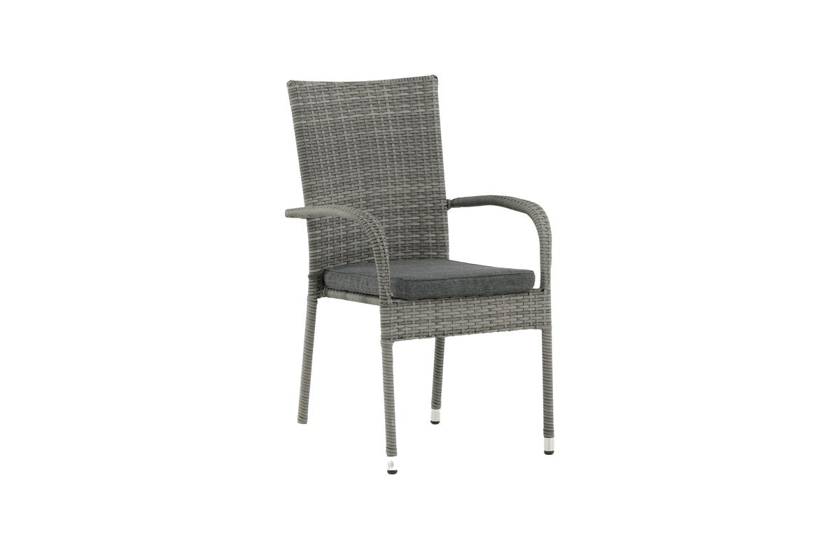 2er Set - Gartenstuhl Emma aus Rattan in Schwarz, Grau