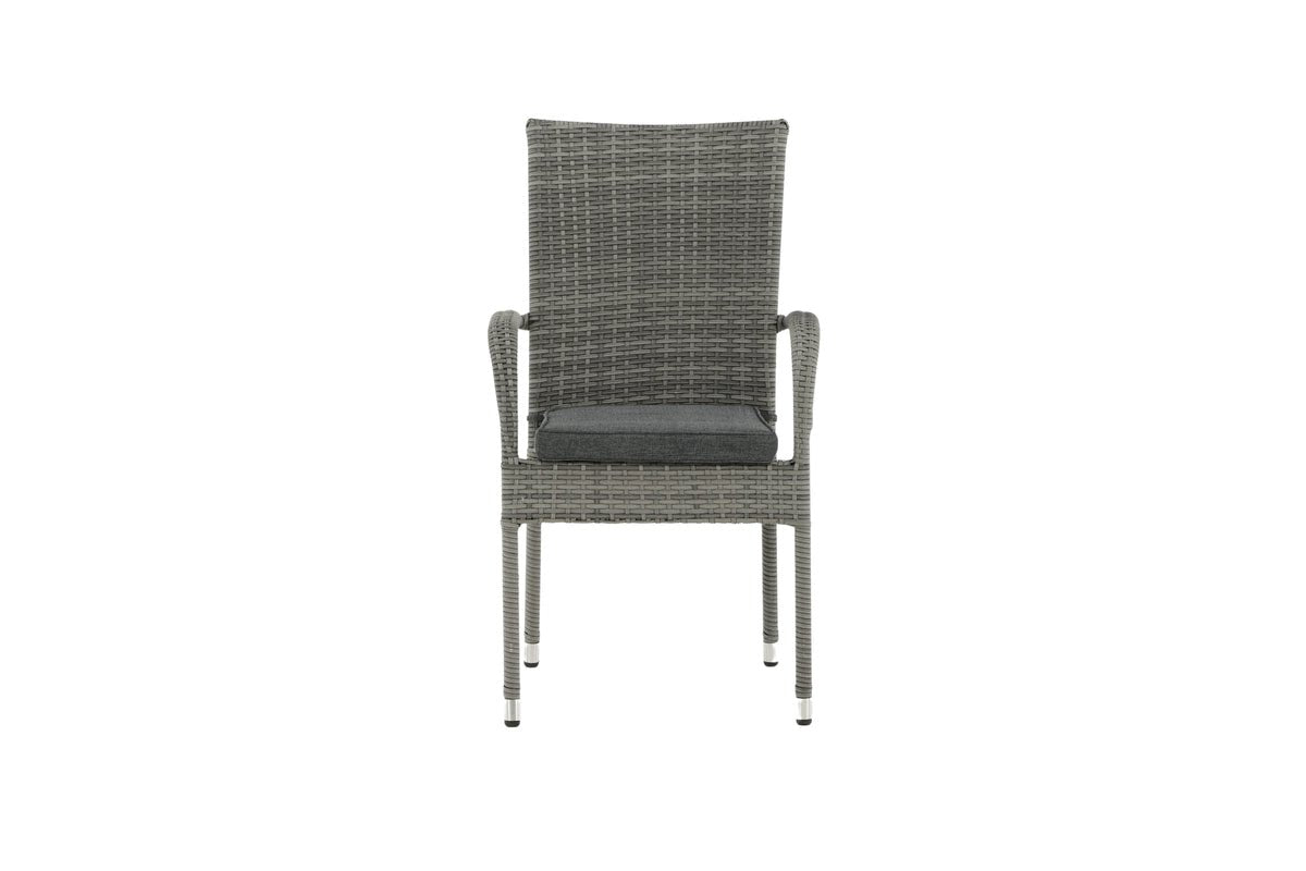 2er Set - Gartenstuhl Emma aus Rattan in Schwarz, Grau