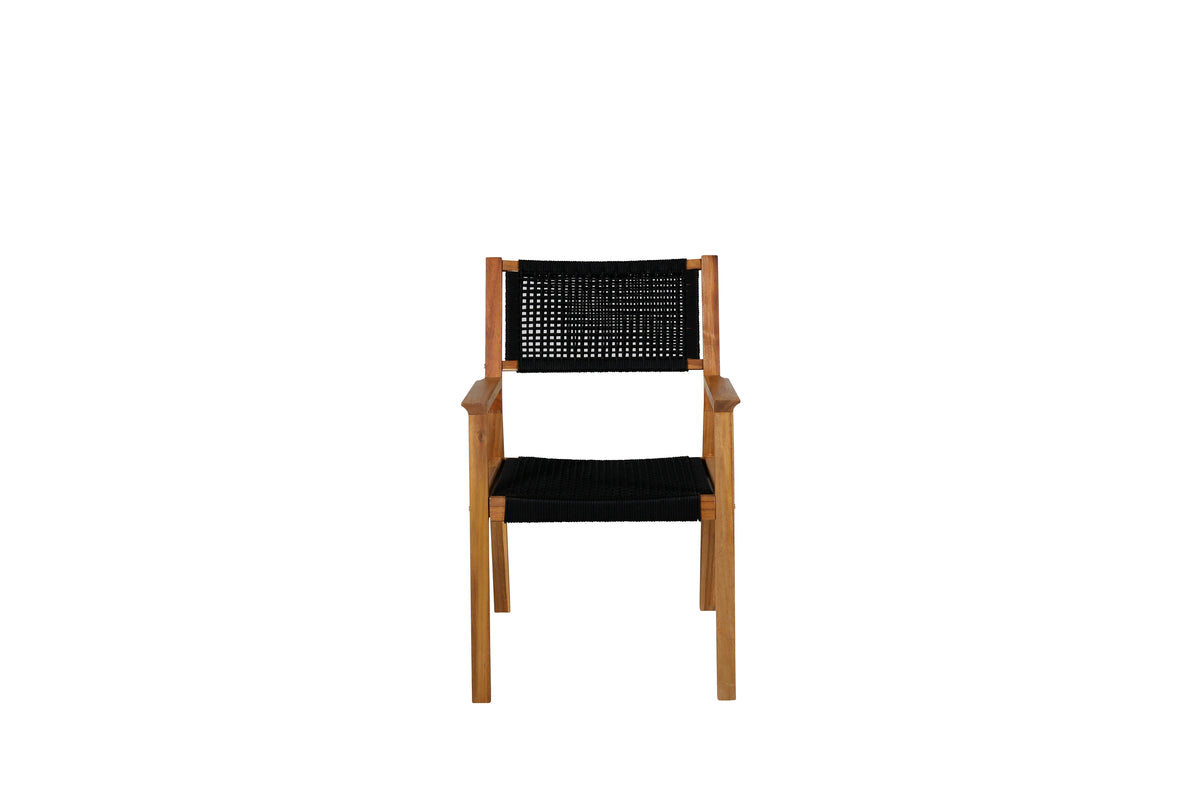 2-piece Set Garden Chair Mana - made of Acacia Wood with Black Seat and Backrest