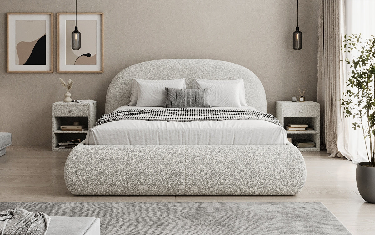 Lit rembourré design Loop en Peluche Bouclé avec espace de rangement