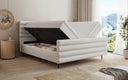 Lit boxspring Tubo en tissu texturé avec rangement