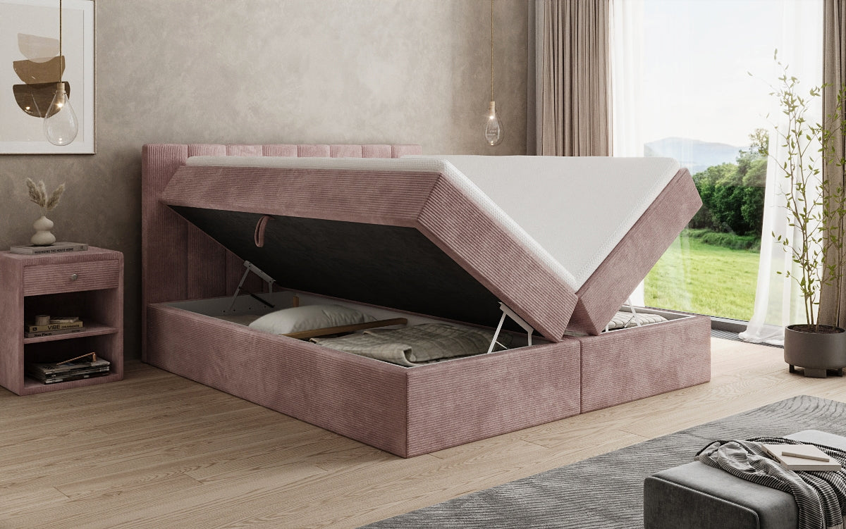 Sofia box spring bed in Corduroy with storage