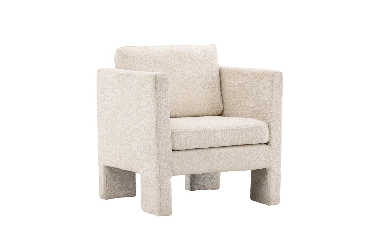 Fauteuil Rimini - avec tissu bouclé blanc