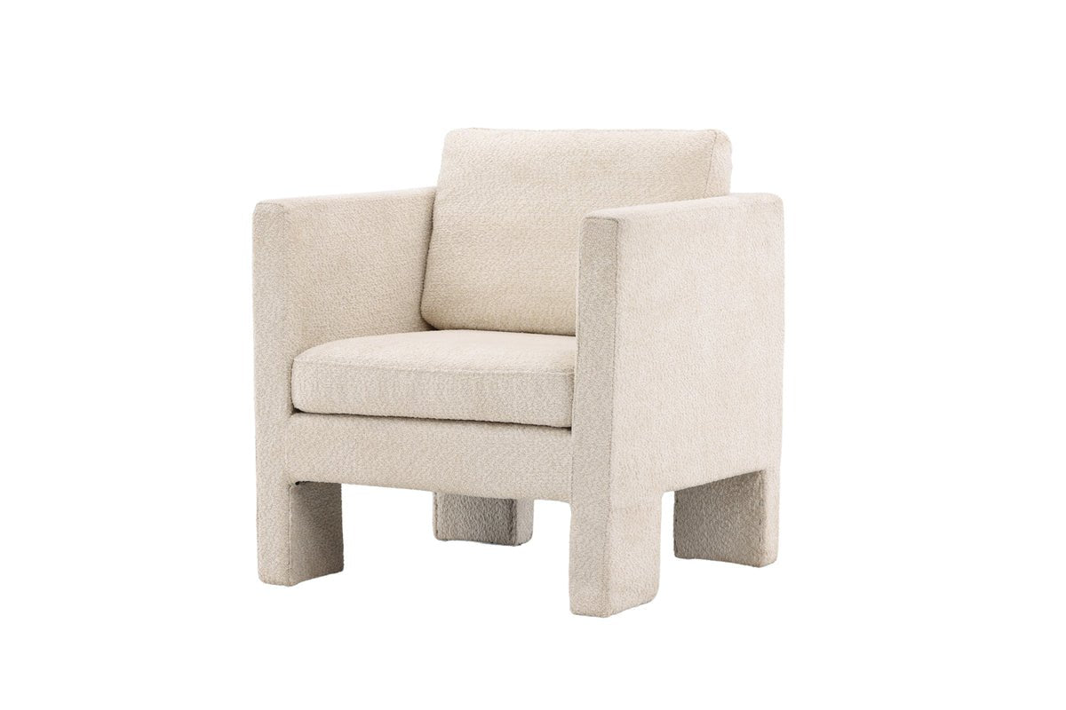 Fauteuil Rimini - avec tissu bouclé blanc