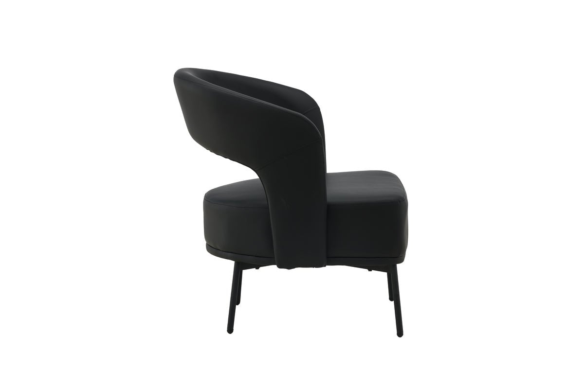 Fauteuil Mundl - En PU noir avec dossier ouvert