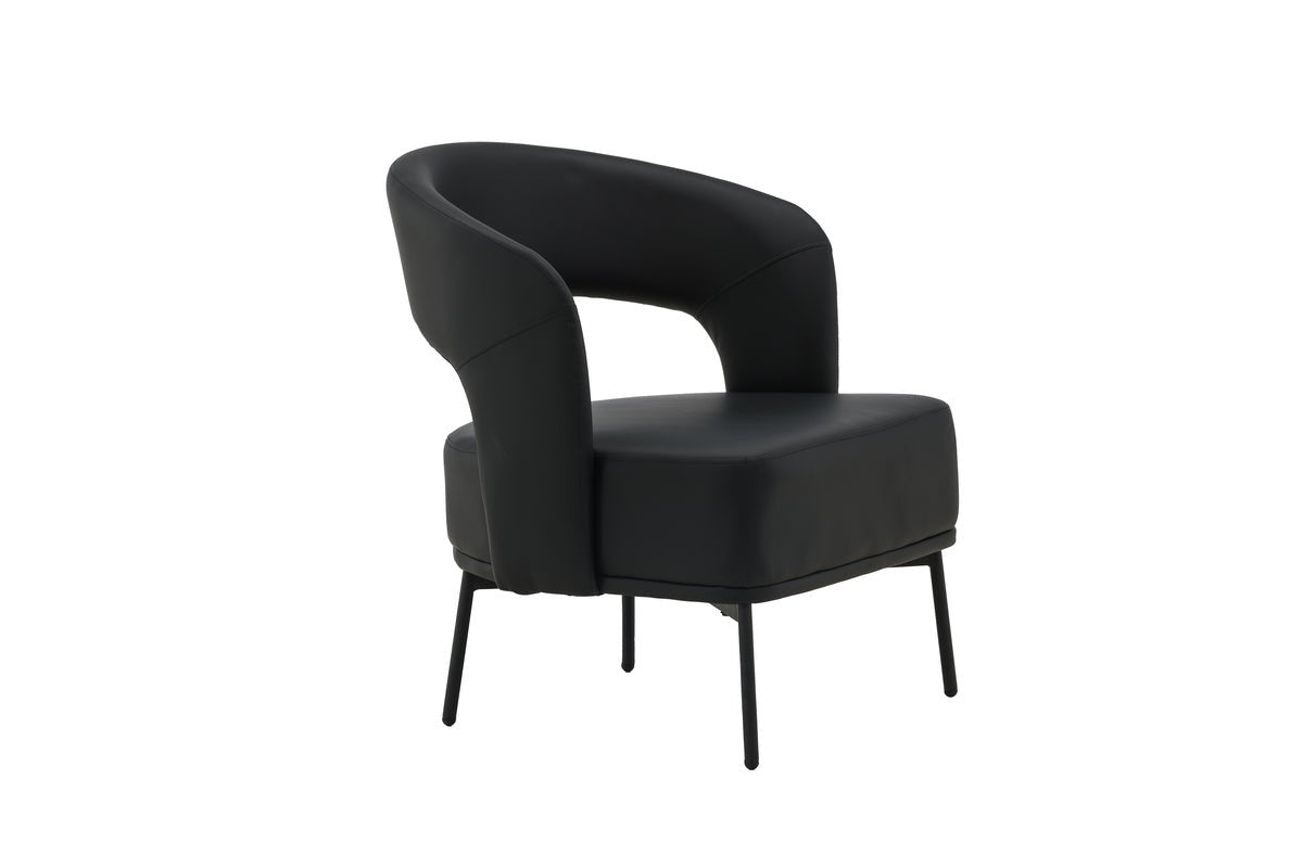 Fauteuil Mundl - En PU noir avec dossier ouvert