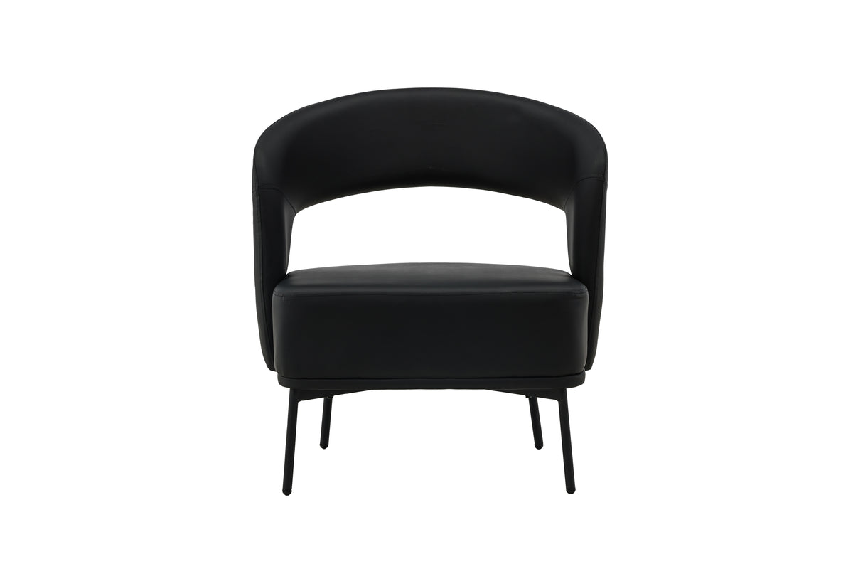 Fauteuil Mundl - En PU noir avec dossier ouvert