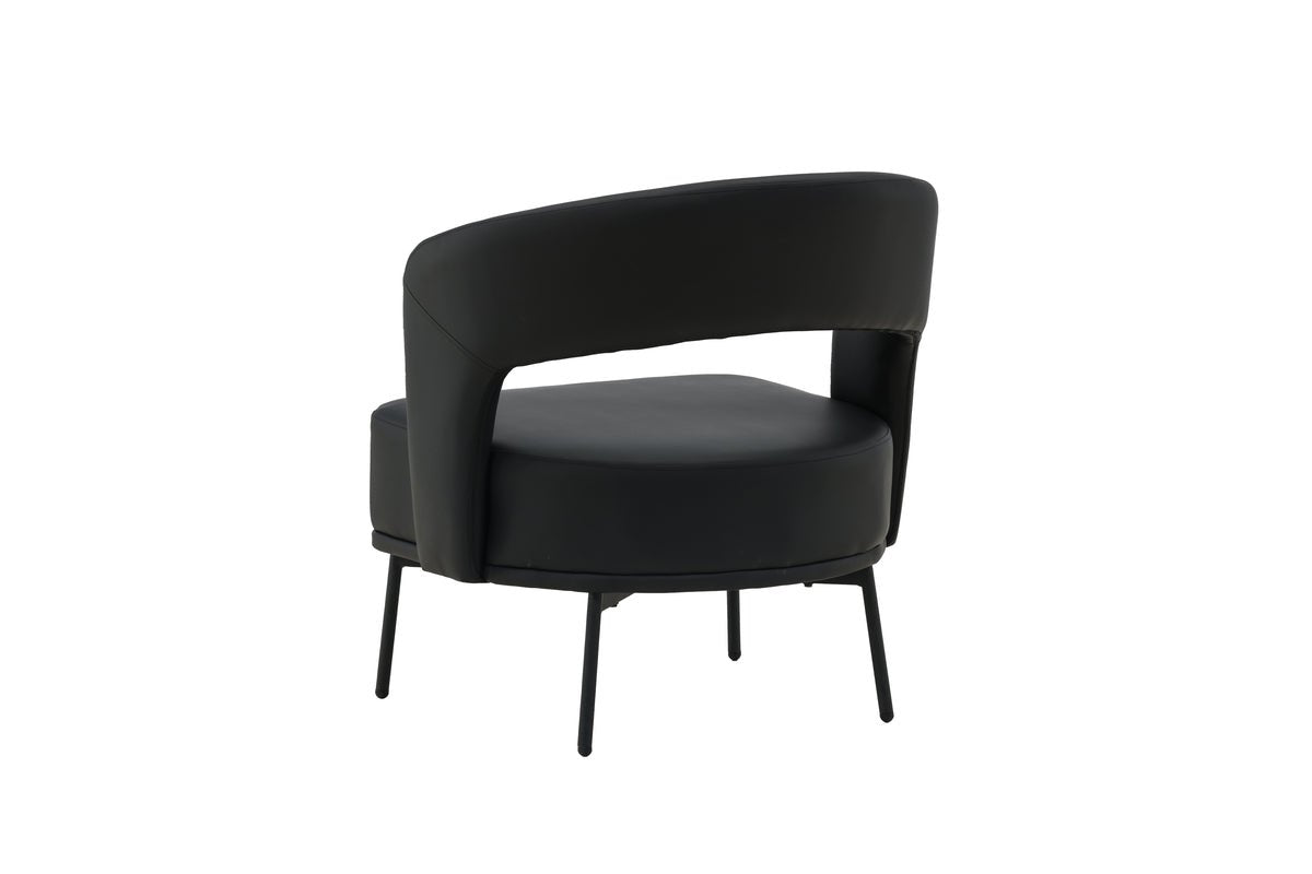 Fauteuil Mundl - En PU noir avec dossier ouvert