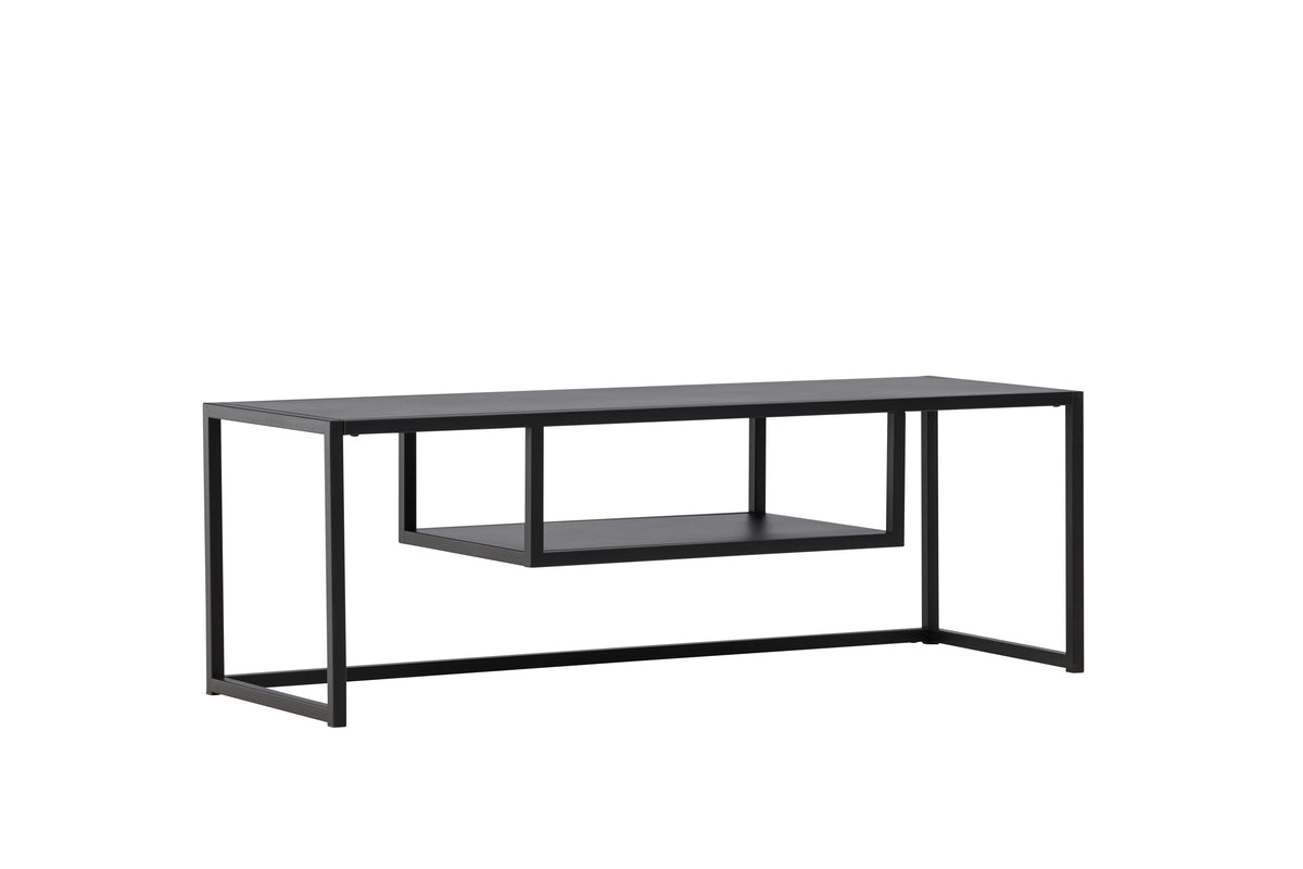 Meuble TV bas design Arvigo – Beige/Noir, mat, en acier