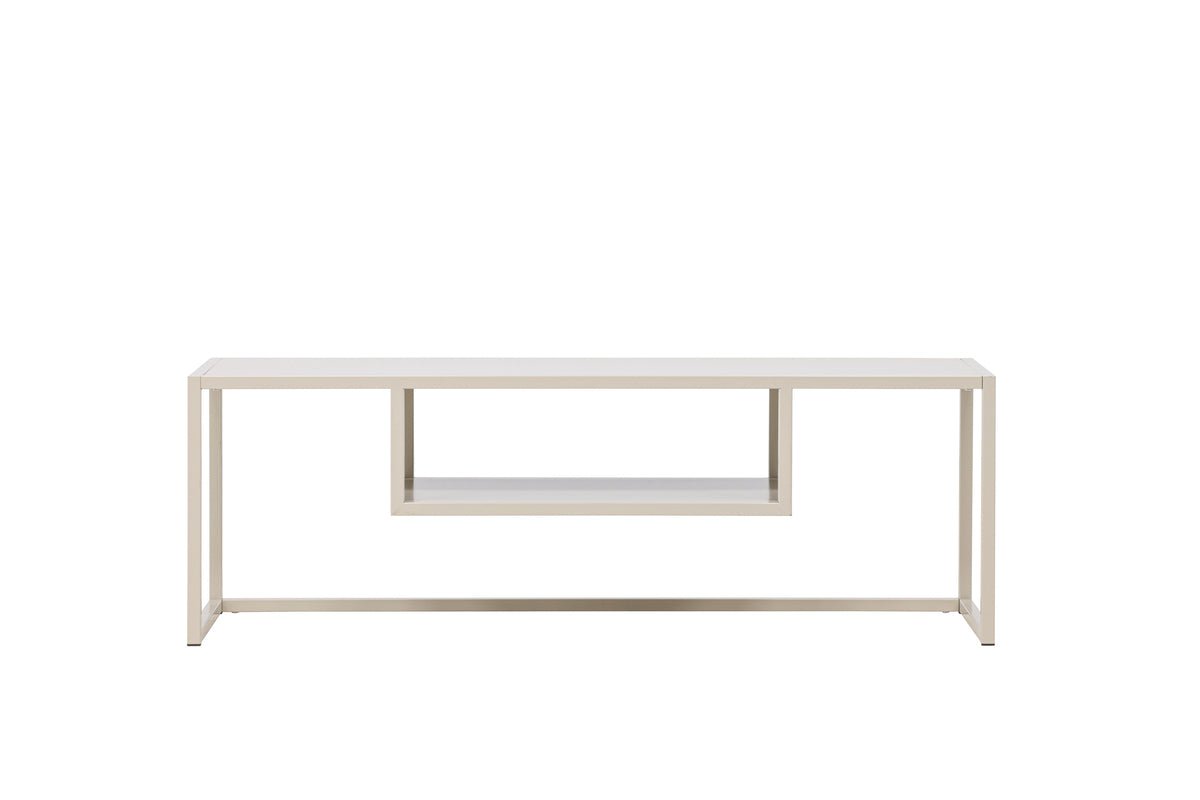 Meuble TV bas design Arvigo – Beige/Noir, mat, en acier