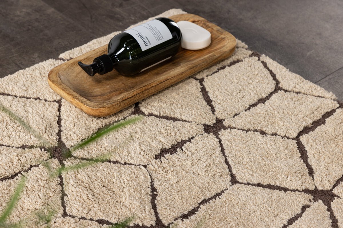 Tapis de bain Semara - dans une combinaison beige-brun en coton doux