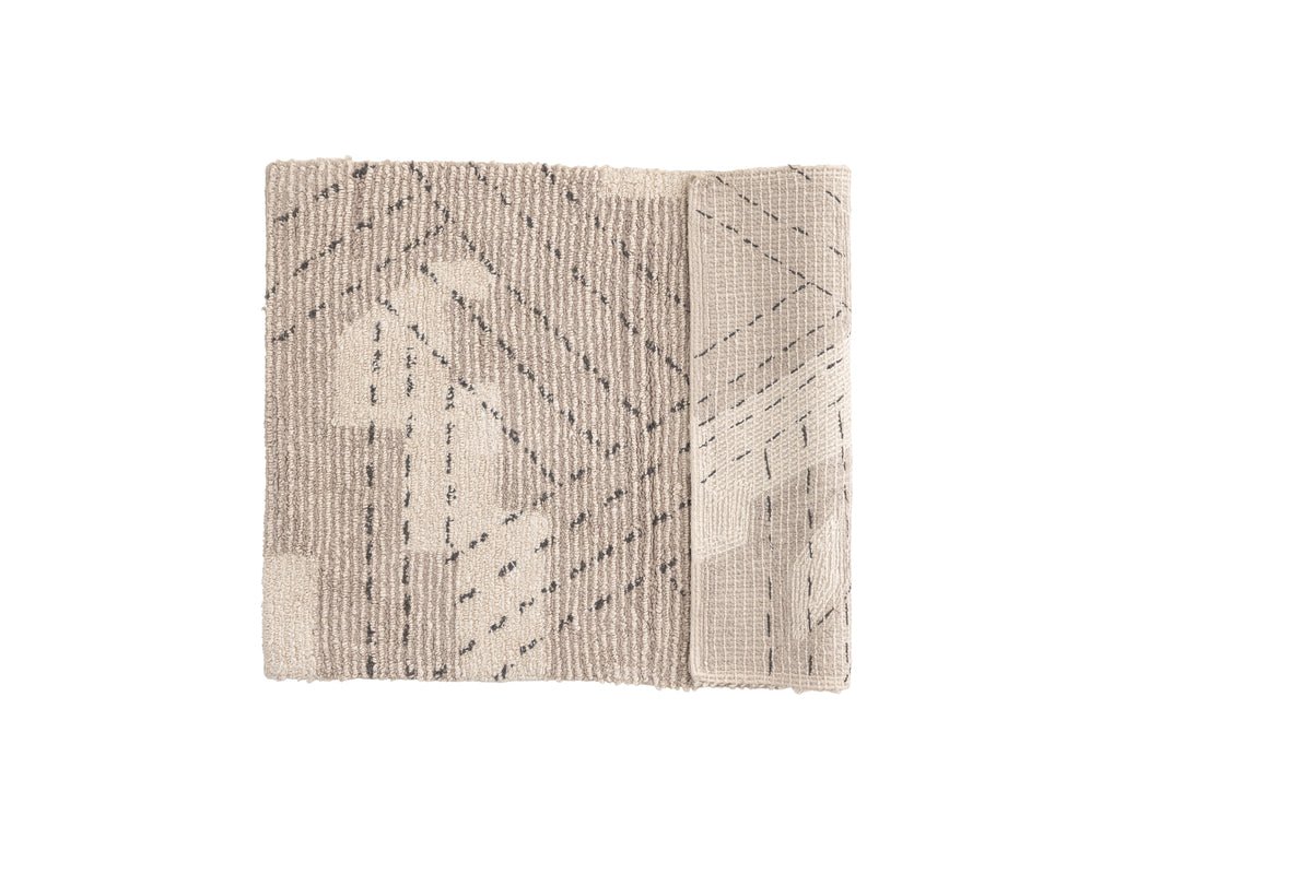 Tapis de bain Amed - en tons chauds beige et gris en coton