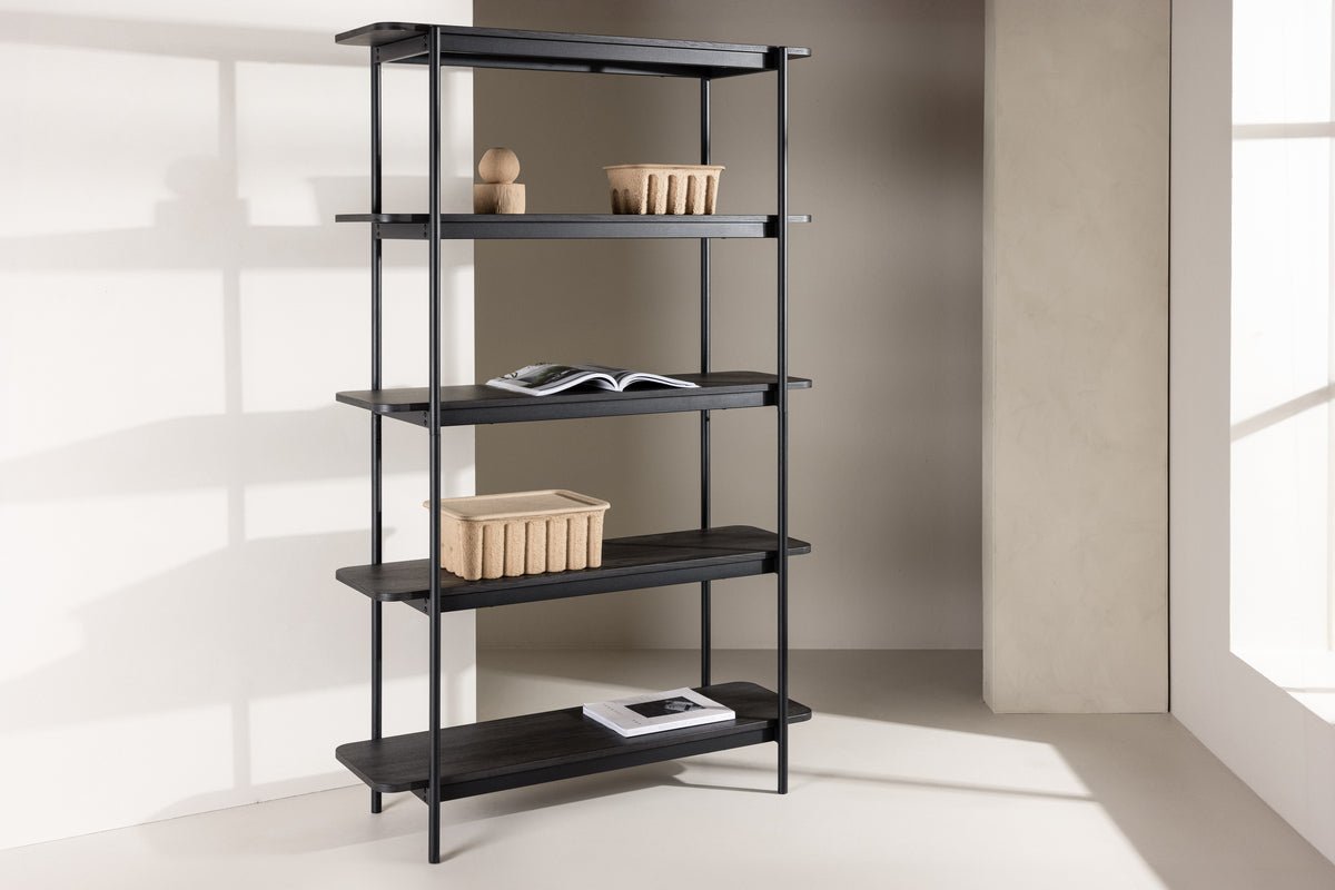 Regal Heim – tall standing shelf in whitewash with 5 shelves