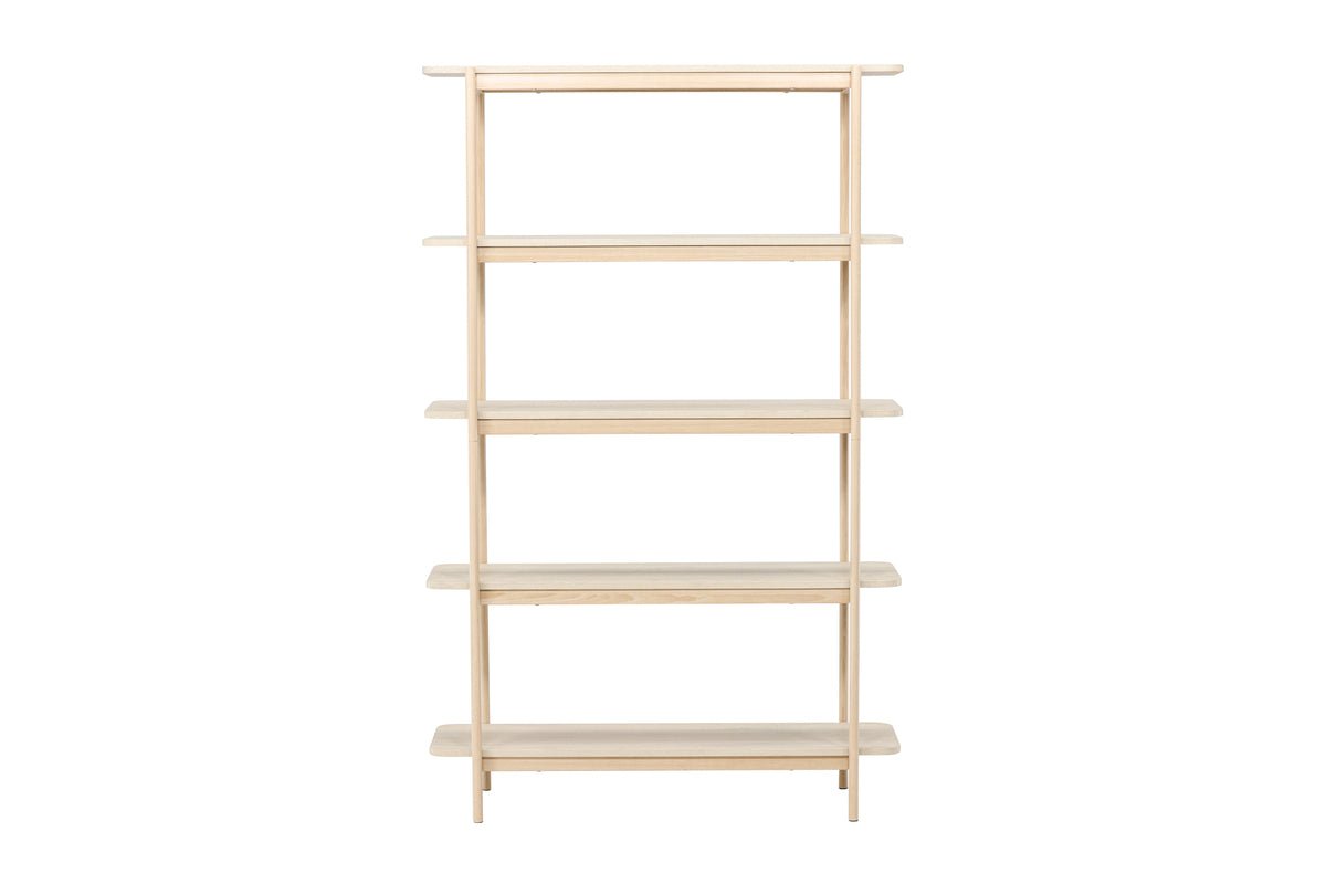 Regal Heim – tall standing shelf in whitewash with 5 shelves
