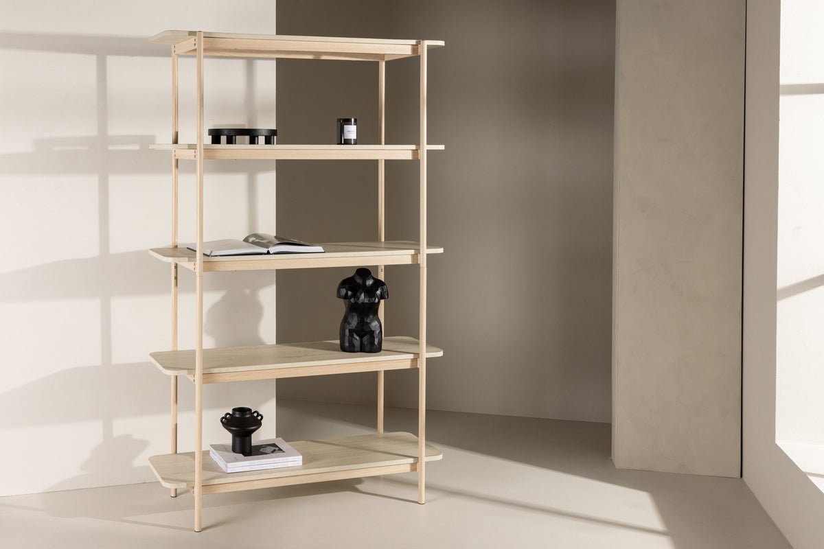 Regal Heem – héicht Stehregal a Whitewash mat 5 Ablagen