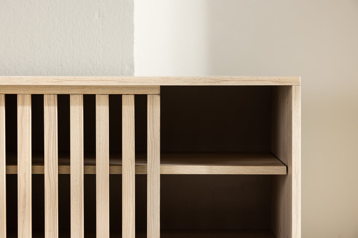 Designer TV lowboard Valero 180 cm MDF – matte, with slatted front