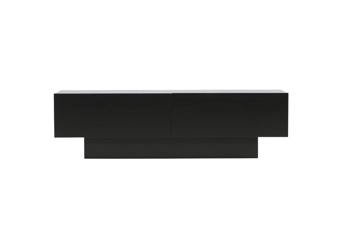 Meuble TV bas design Avento – Noir, mat, avec pied central