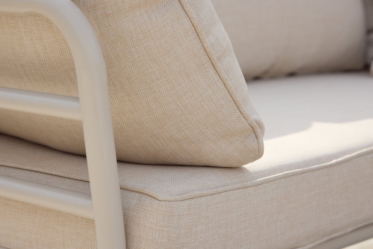 Ensemble salon de jardin Sienna – ensemble canapé d'extérieur 3 pièces en Beige avec table en bois d'acacia