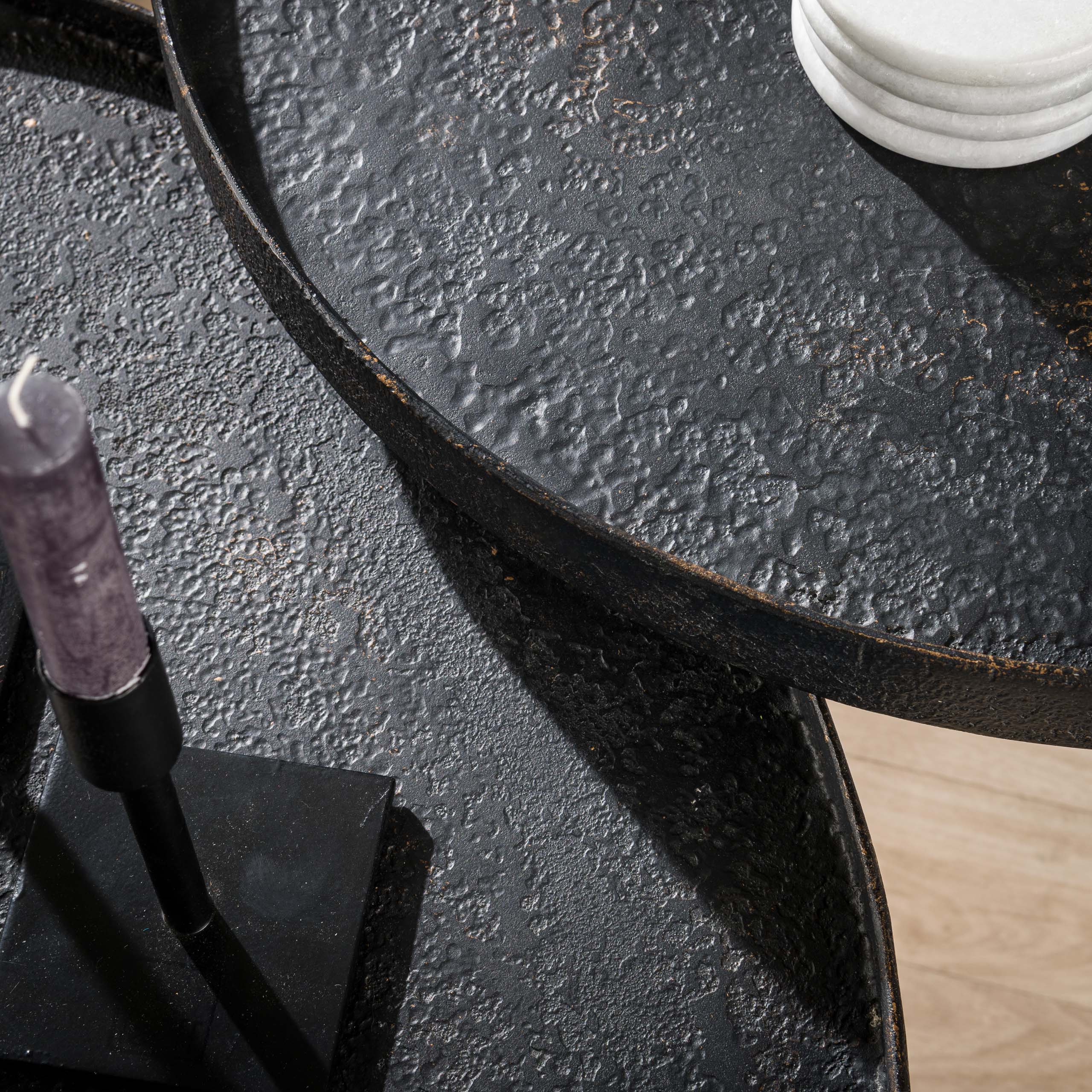 Coffee Table Chrysos - 2-Piece Set in Gray Metallic with Raised Edge