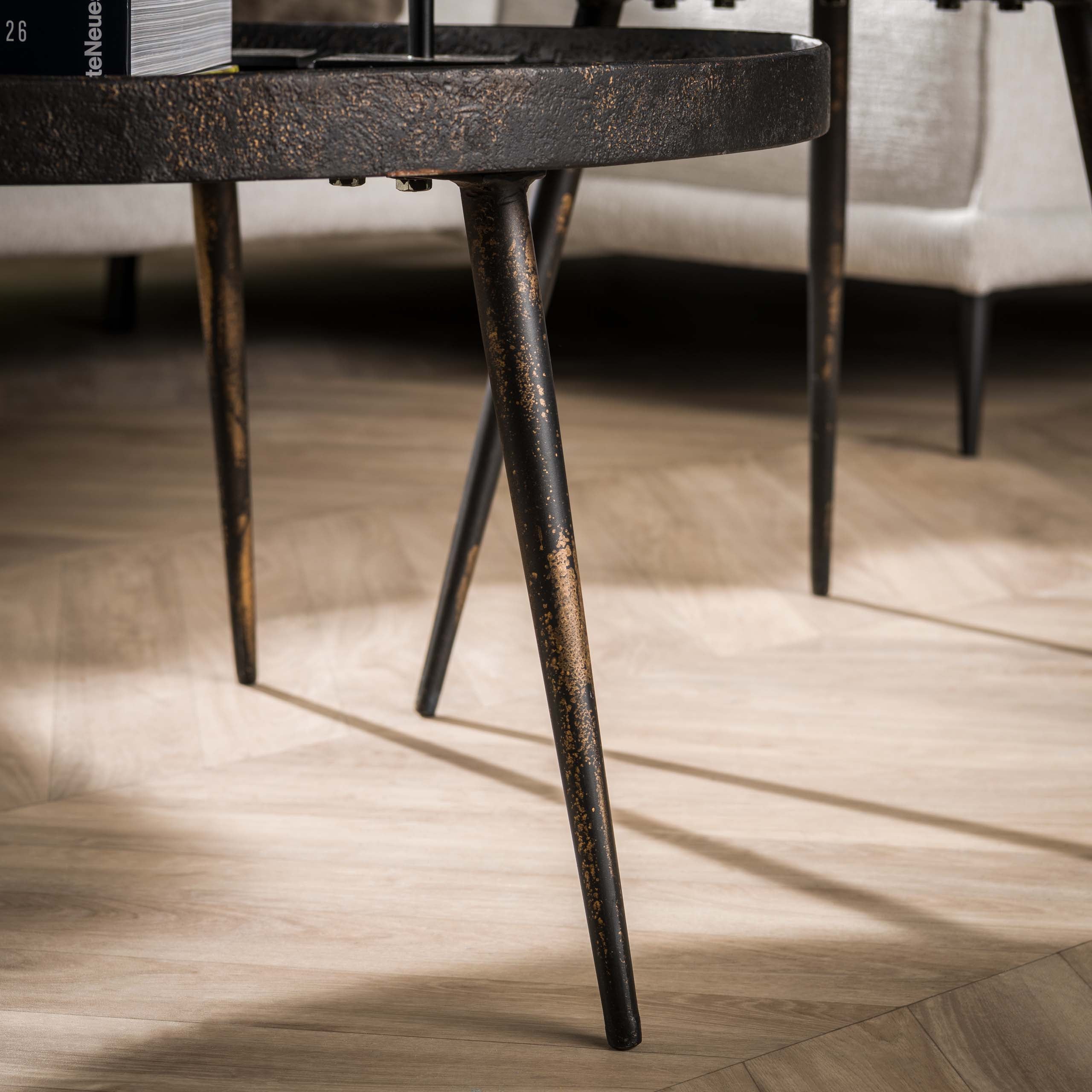 Coffee Table Chrysos - 2-Piece Set in Gray Metallic with Raised Edge