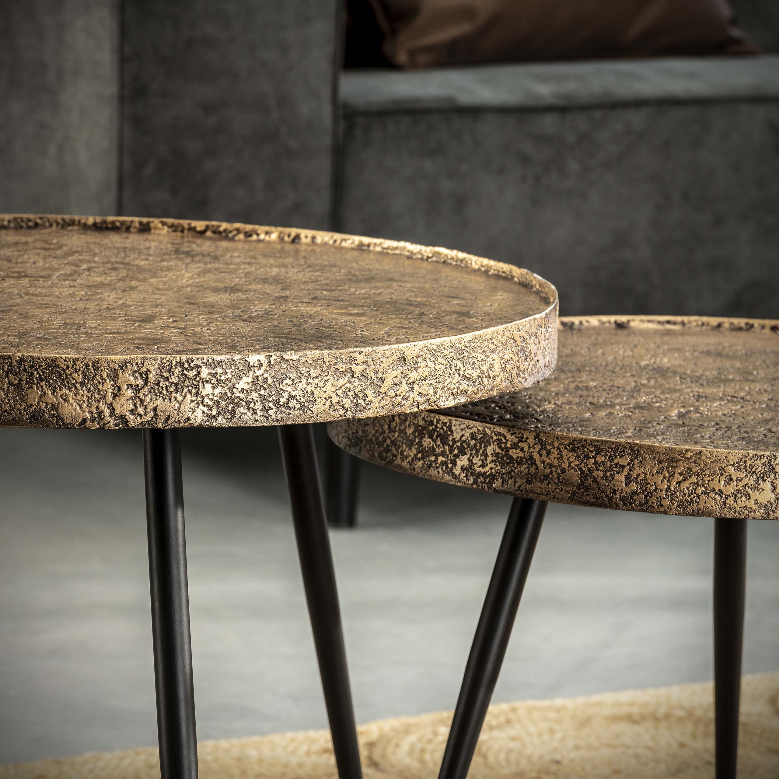 Couchtisch Kharu - 2er Set a Metallik-Antikbronze am ronnen Design