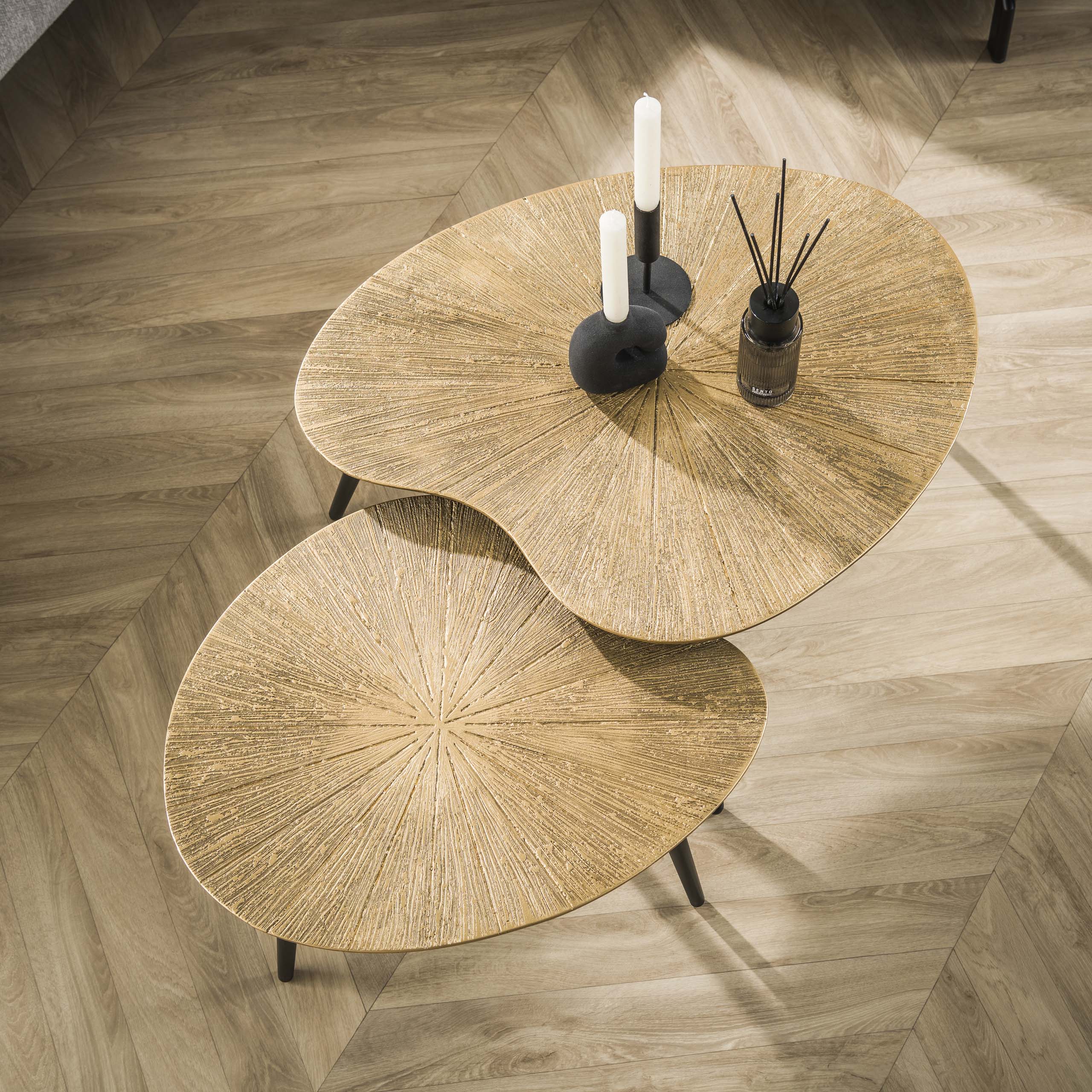Couchtisch Tavino - 2er Set an Nierform an der Faarf Antikbronze
