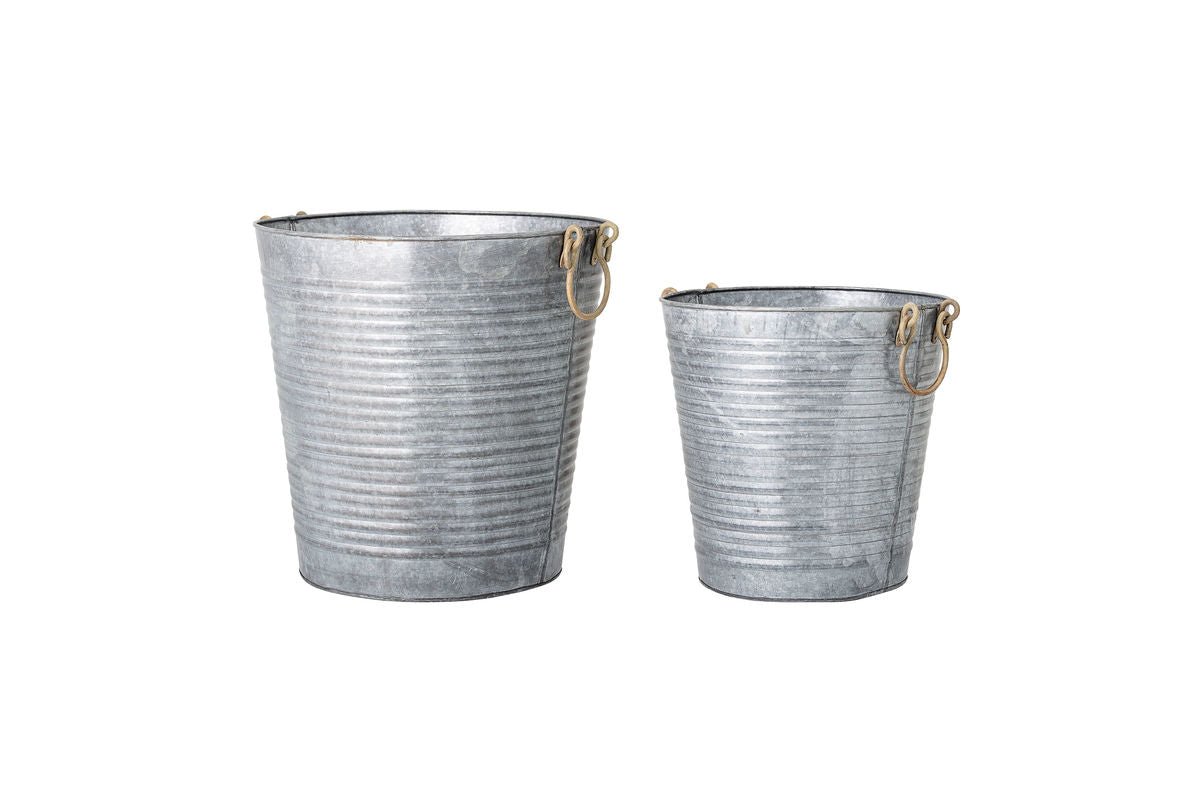 Ensemble de pots de fleurs Varese – Aspect zinc antique en gris (lot de 2)