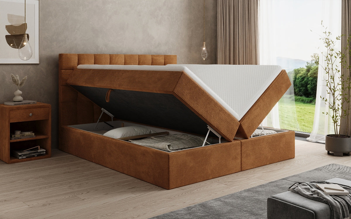 Boxspringbett Como an Cord mat Stauraum