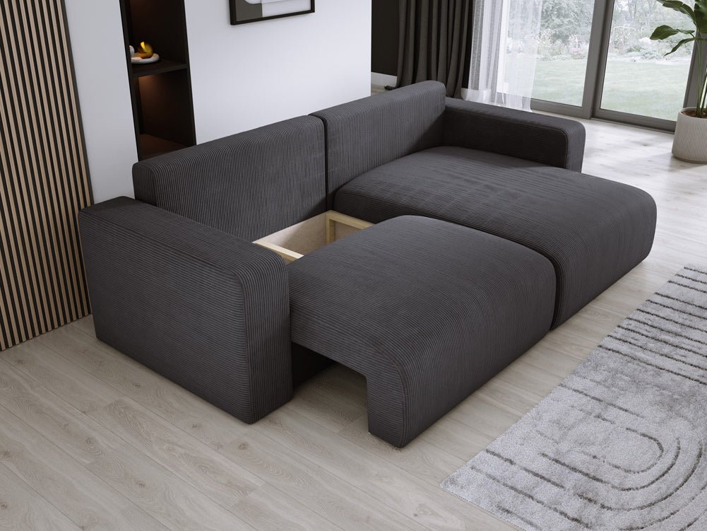 Designer Sofa Carl Cord mat Schlof- a Klapfunktioun
