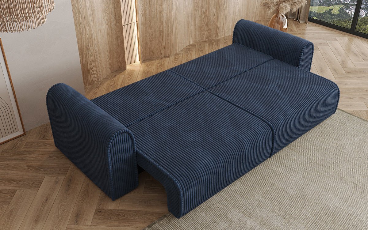 Canapé design Big Buddy 3 places avec fonction lit et rangement en velours côtelé large