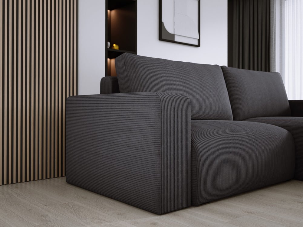 Designer Sofa Carl Cord mat Schlof- a Klapfunktioun