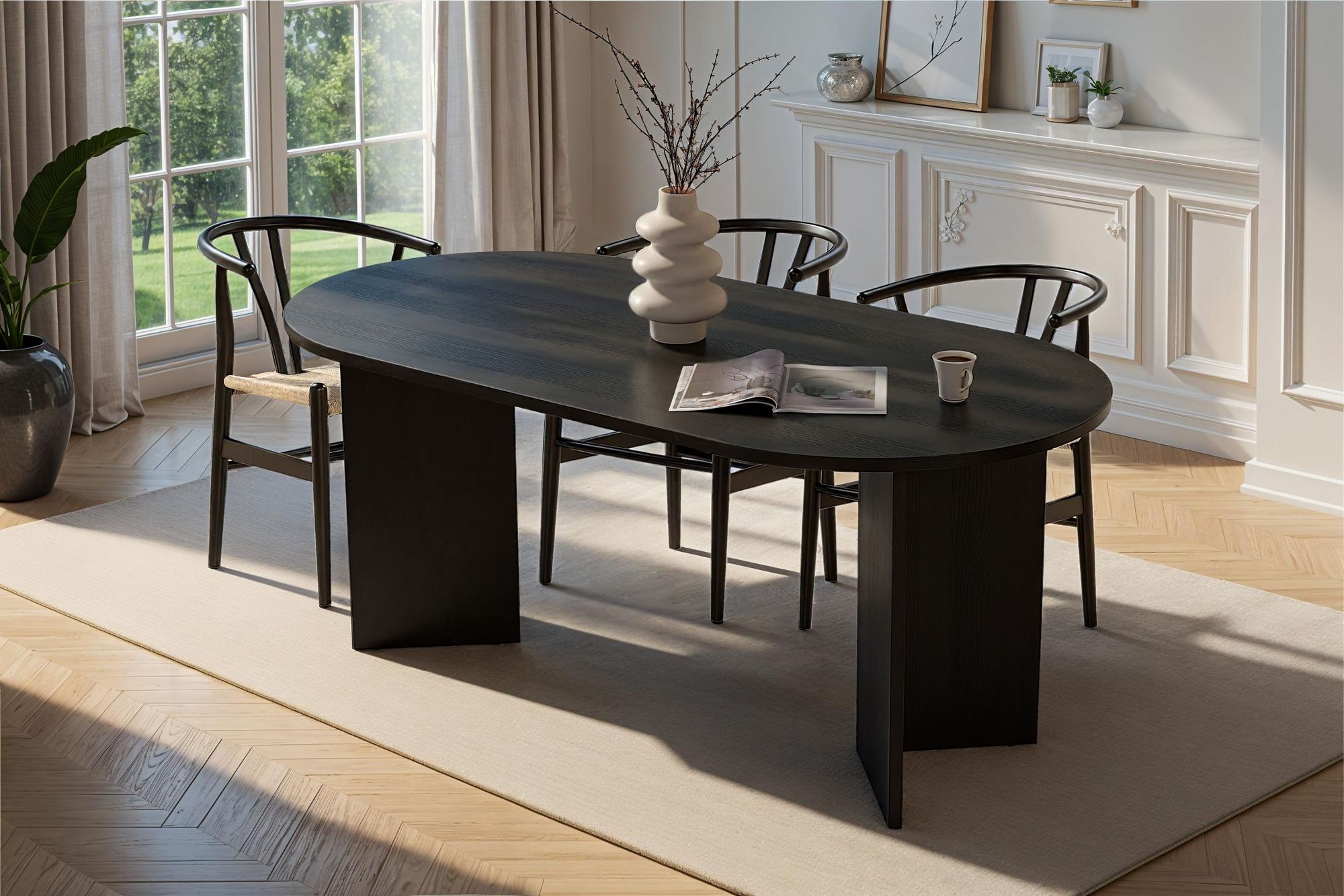 Dining Table Tovino - Available in 2 Colors with Rounded Corners