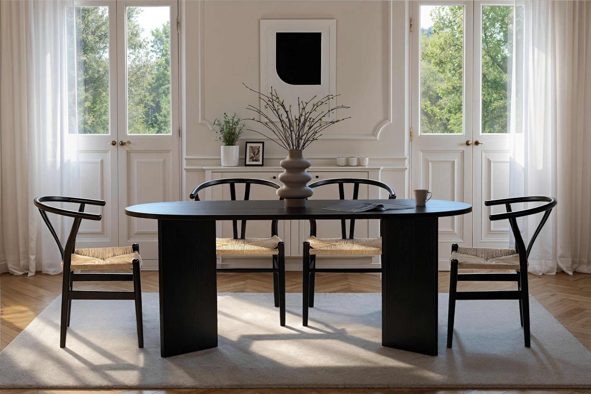 Dining Table Tovino - Available in 2 Colors with Rounded Corners