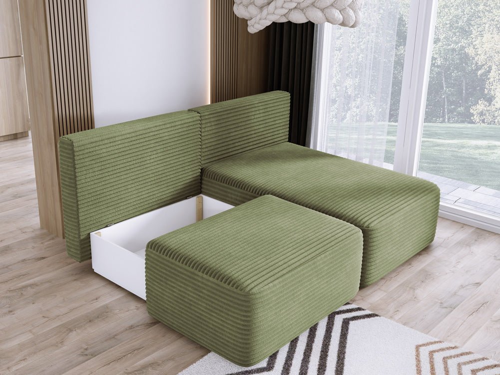 Designer Sofa Tilia Corduroy with Sleeping Function and Storage Space